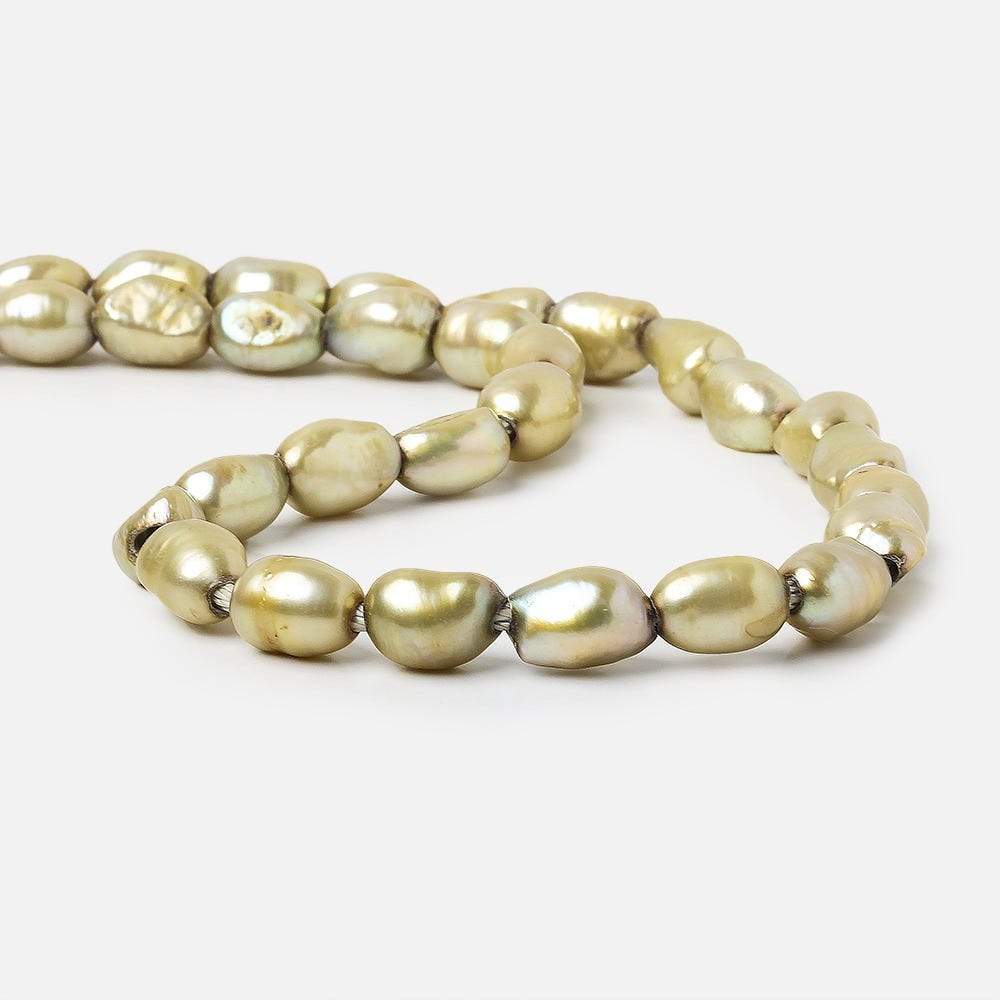 8x9-12x9mm Pale Sage Baroque 2.5mm large hole Pearls 15 in. 38 pcs (ONLINE ORDER ONLY)