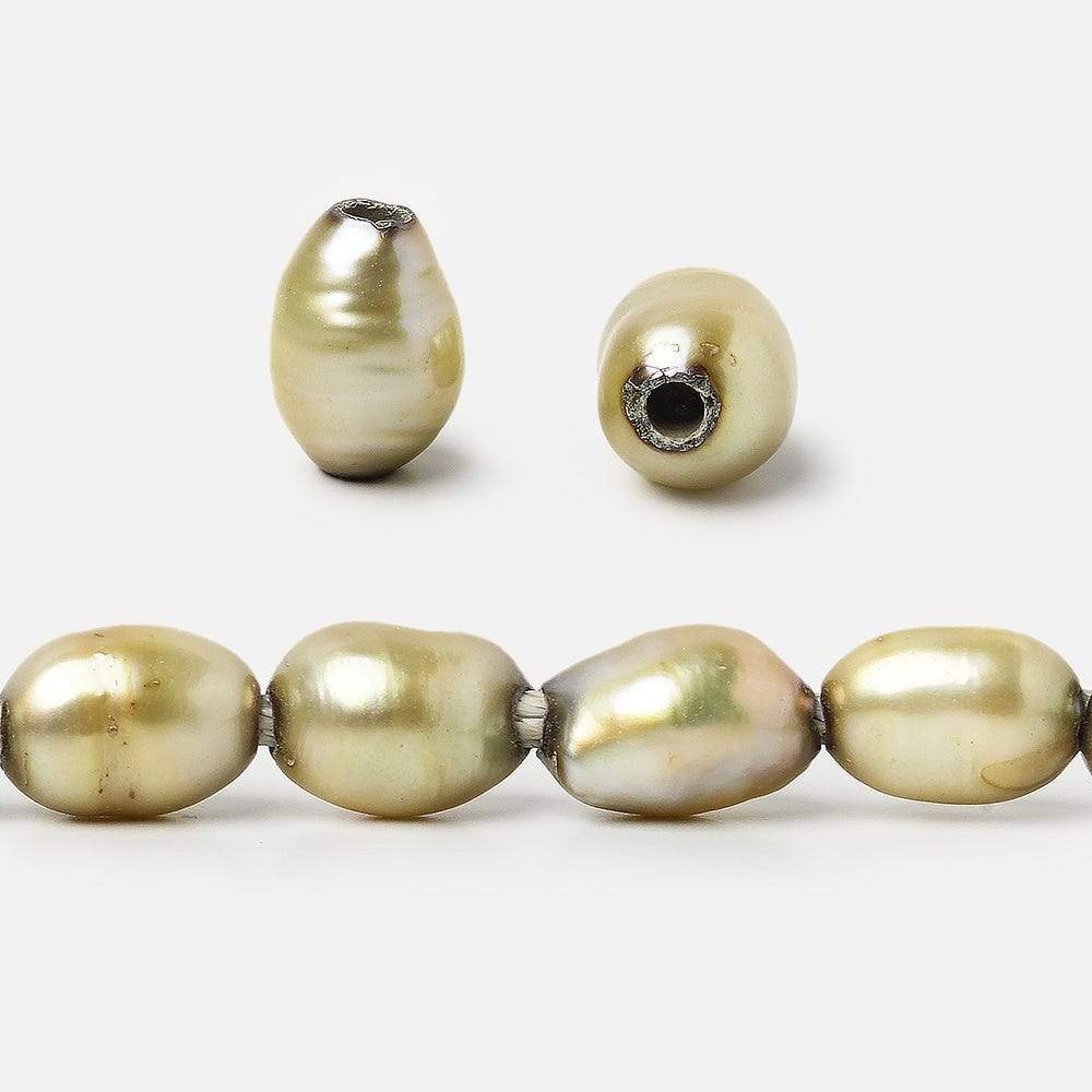 8x9-12x9mm Pale Sage Baroque 2.5mm large hole Pearls 15 in. 38 pcs (ONLINE ORDER ONLY)