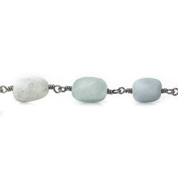 8x9-13x8mm Matte Aquamarine plain nuggets Black Gold Chain by the foot 17 pieces (ONLINE ORDER ONLY)