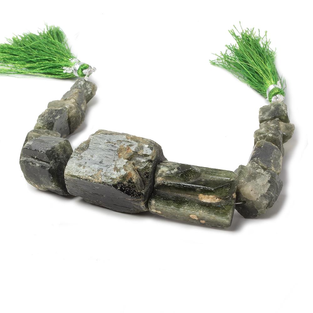 8x9-22x19mm Chrome Diopside Straight Drilled Natural Crystals 8 inch 14 pieces (ONLINE ORDER ONLY)
