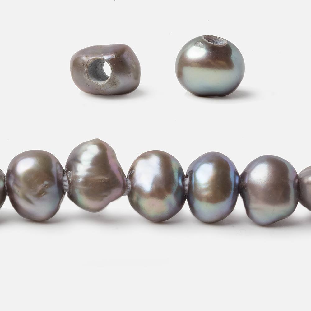 8x9-8x10mm Warm Grey Large Hole Baroque Freshwater Pearls 15 in. 49 pcs (ONLINE ORDER ONLY)