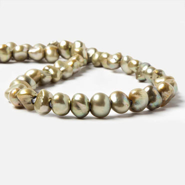 8x9-9x10.5mm Celadon Green Baroque 2.5mm large hole Pearls 15 in. 49 pcs (ONLINE ORDER ONLY)