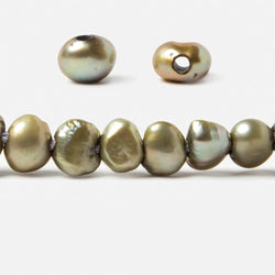 8x9-9x10.5mm Celadon Green Baroque 2.5mm large hole Pearls 15 in. 49 pcs (ONLINE ORDER ONLY)