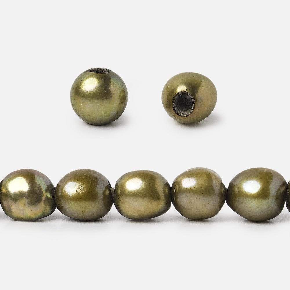 8x9-9x11mm Lemongrass Green Baroque 2.5mm large hole Pearl 15 inch 45 pcs (ONLINE ORDER ONLY)