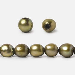 8x9-9x11mm Lemongrass Green Baroque 2.5mm large hole Pearl 15 inch 45 pcs (ONLINE ORDER ONLY)
