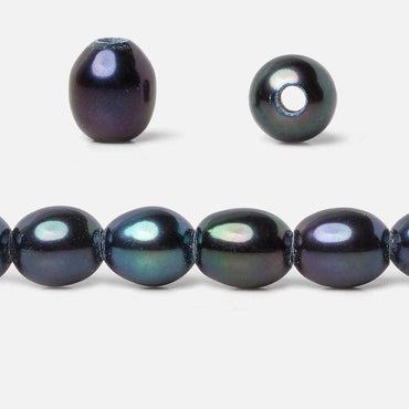 8x9mm Navy Peacock Large Hole Oval Freshwater Pearls 2.5mm drill hole 8 inch 20 pieces (ONLINE ORDER ONLY)