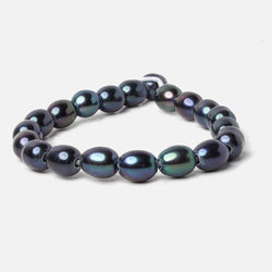 8x9mm Navy Peacock Large Hole Oval Freshwater Pearls 2.5mm drill hole 8 inch 20 pieces (ONLINE ORDER ONLY)