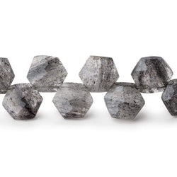 9-10.5mm Black Moss Quartz Top Drill Hexagon Beads 8 inch 30 pieces (ONLINE ORDER ONLY)