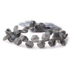 9-10.5mm Black Moss Quartz Top Drill Hexagon Beads 8 inch 30 pieces (ONLINE ORDER ONLY)