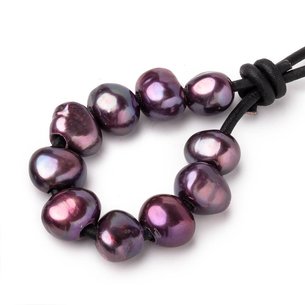 9-10.5mm Purple Large Hole Baroque Pearls Set of 10 (ONLINE ORDER ONLY)