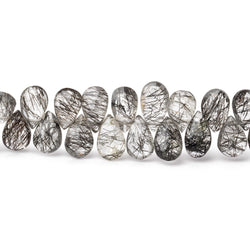 9-10mm Black Tourmalinated Quartz Faceted Pear Beads 8 inch 60 pieces (ONLINE ORDER ONLY)