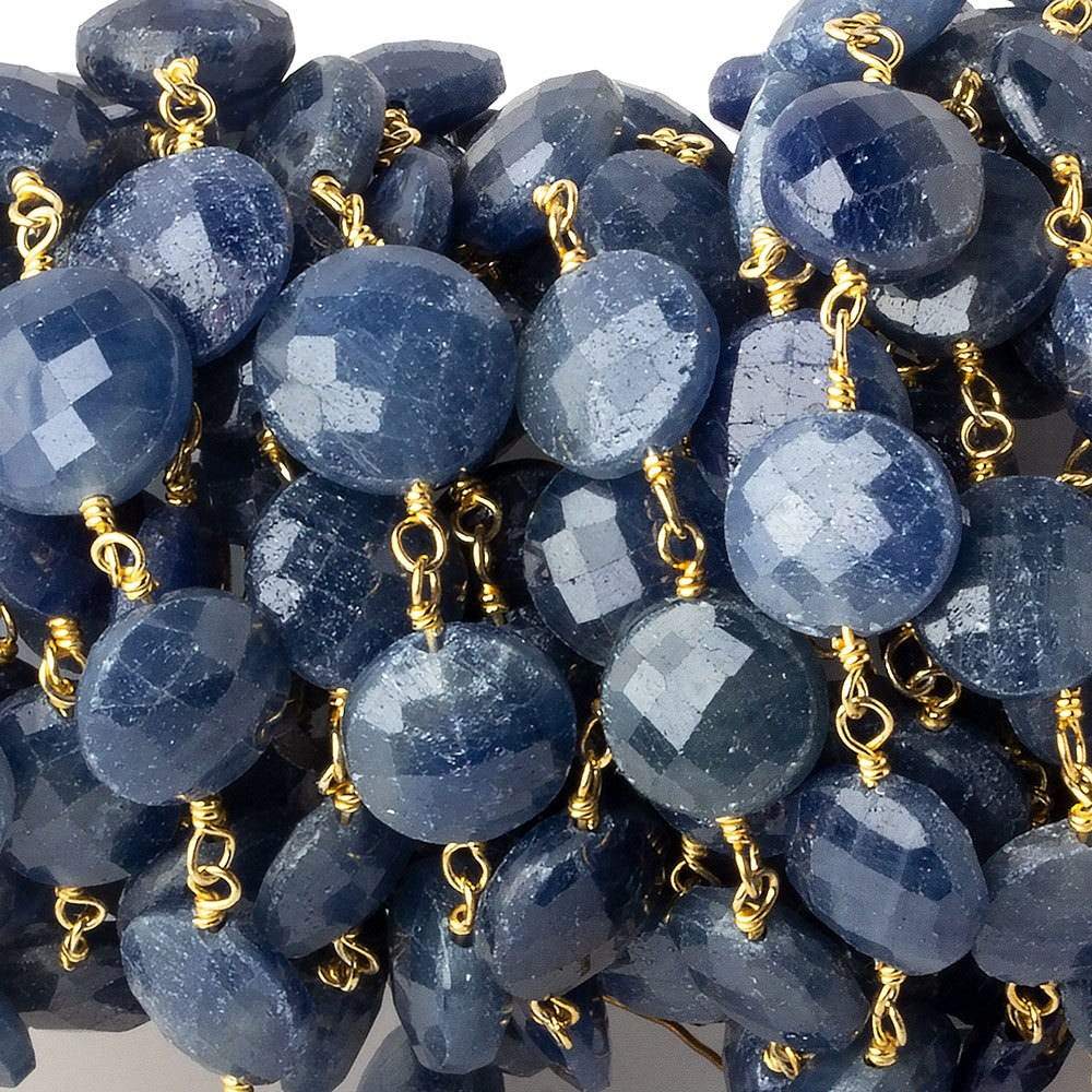 9-10mm Blue Sapphire faceted coin Vermeil Chain by the foot (ONLINE ORDER ONLY)