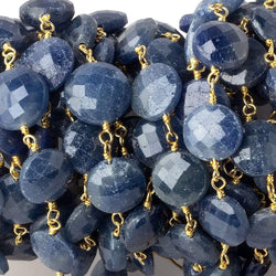 9-10mm Blue Sapphire faceted coin Vermeil Chain by the foot (ONLINE ORDER ONLY)