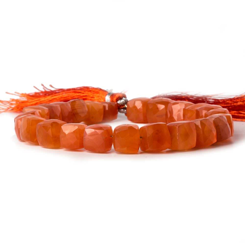 9-10mm Carnelian faceted cube beads 8 inch 23 pieces (ONLINE ORDER ONLY)