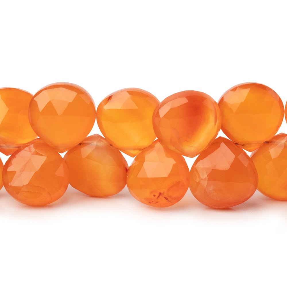 9-10mm Carnelian Faceted Heart Beads 8 inch 45 pieces (ONLINE ORDER ONLY)
