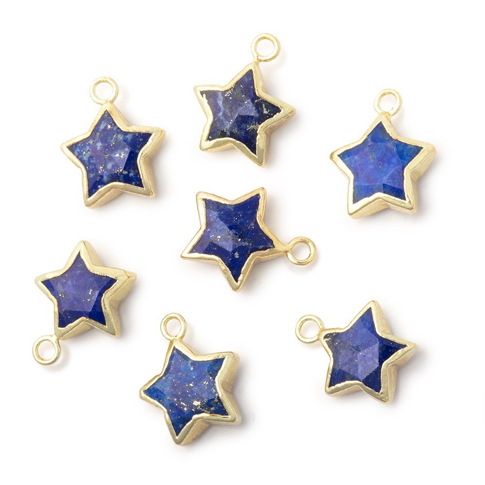 9-10mm Gold Leafed Lapis Lazuli Faceted Star Focal Pendant 1 piece (ONLINE ORDER ONLY)
