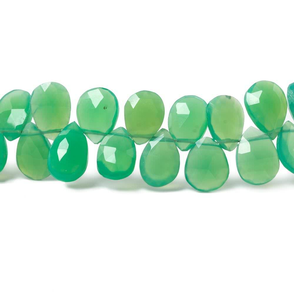 9-10mm Green Chalcedony Faceted Pear Beads 8 inch 53 pieces (ONLINE ORDER ONLY)