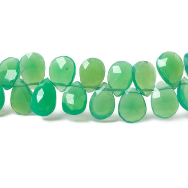 9-10mm Green Chalcedony Faceted Pear Beads 8 inch 53 pieces (ONLINE ORDER ONLY)