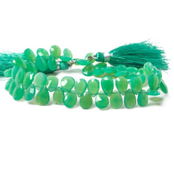 9-10mm Green Chalcedony Faceted Pear Beads 8 inch 53 pieces (ONLINE ORDER ONLY)