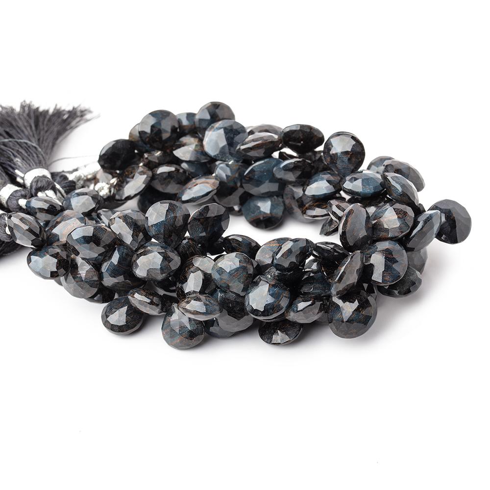 9-10mm Hawk's Eye Faceted Heart Beads 7.5 inch 42 pieces (ONLINE ORDER ONLY)