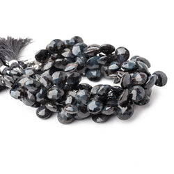 9-10mm Hawk's Eye Faceted Heart Beads 7.5 inch 42 pieces (ONLINE ORDER ONLY)