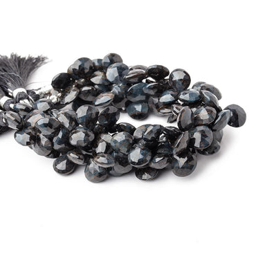 9-10mm Hawk's Eye Faceted Heart Beads 7.5 inch 42 pieces (ONLINE ORDER ONLY)