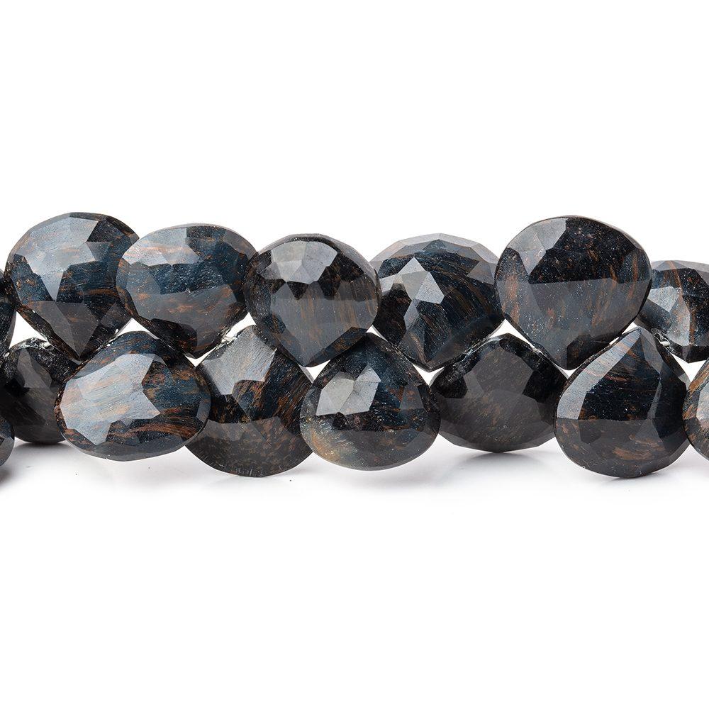 9-10mm Hawk's Eye Faceted Heart Beads 7.5 inch 42 pieces (ONLINE ORDER ONLY)