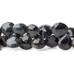 9-10mm Hawk's Eye Faceted Heart Beads 7.5 inch 42 pieces (ONLINE ORDER ONLY)