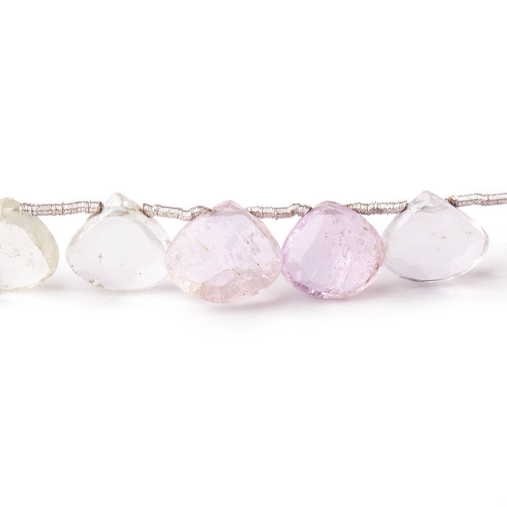 9-10mm Kunzite and Hiddenite Faceted Heart Beads 7.5 inch 18 pieces (ONLINE ORDER ONLY)