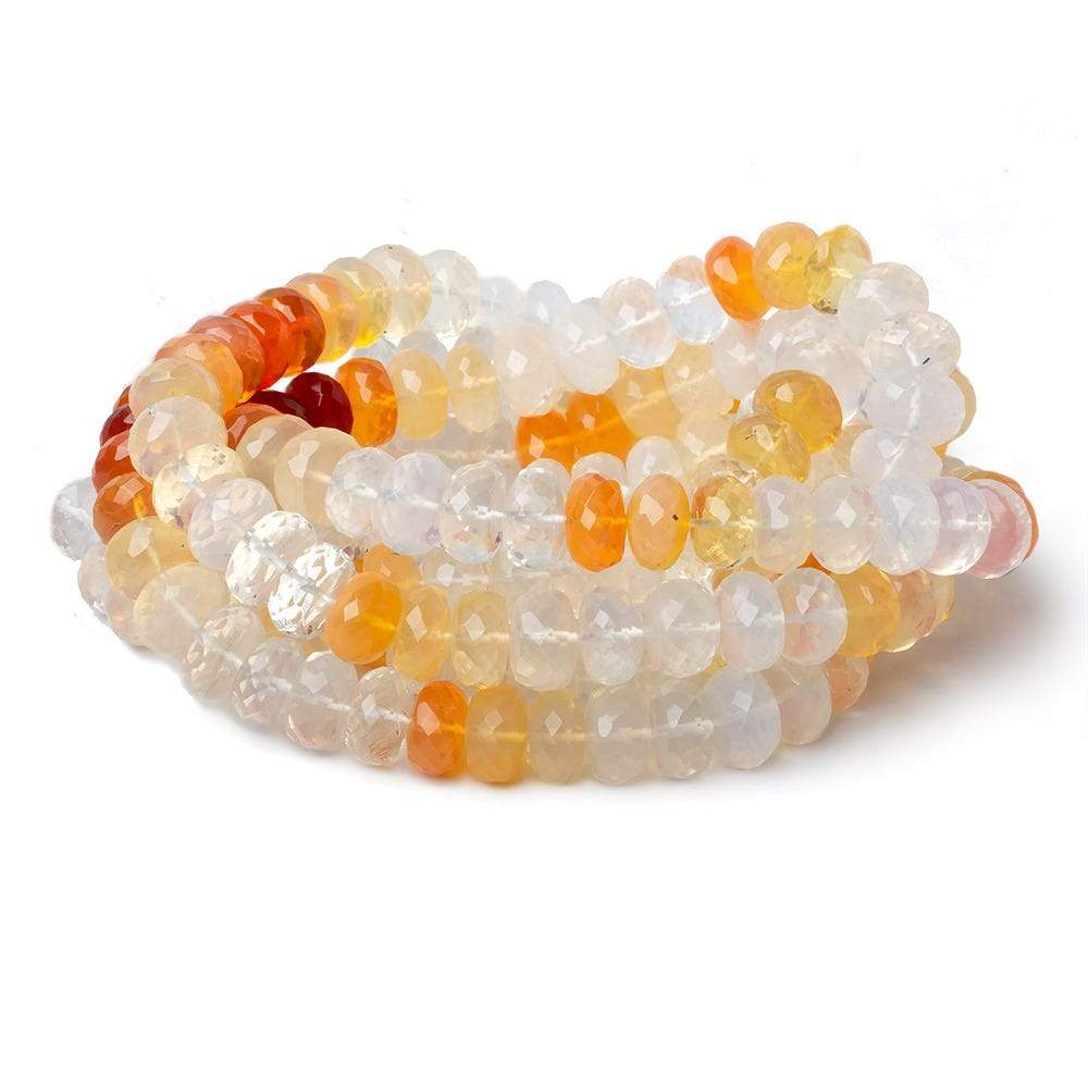 9-10mm Multi Color Fire Opal faceted rondelles 14 inches 65 beads AA (ONLINE ORDER ONLY)