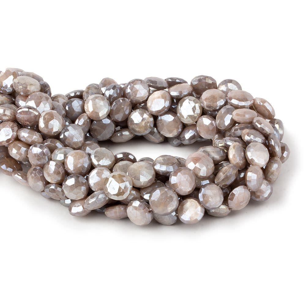 9-10mm Mystic Chocolate Moonstone faceted coins 14 inch 43 beads (ONLINE ORDER ONLY)