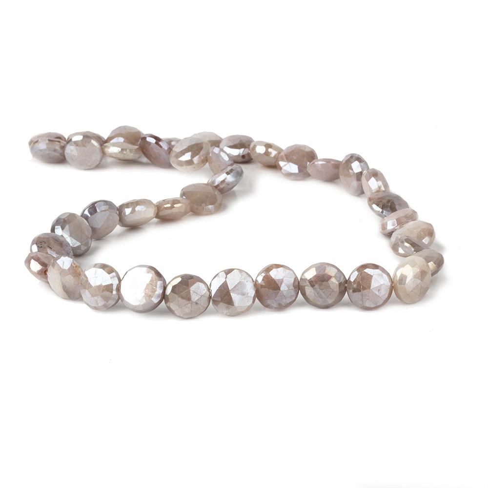 9-10mm Mystic Chocolate Moonstone faceted coins 14 inch 43 beads (ONLINE ORDER ONLY)