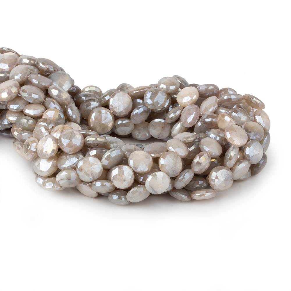 9-10mm Mystic Light Platinum Moonstone faceted coins 14 inch 31 beads (ONLINE ORDER ONLY)