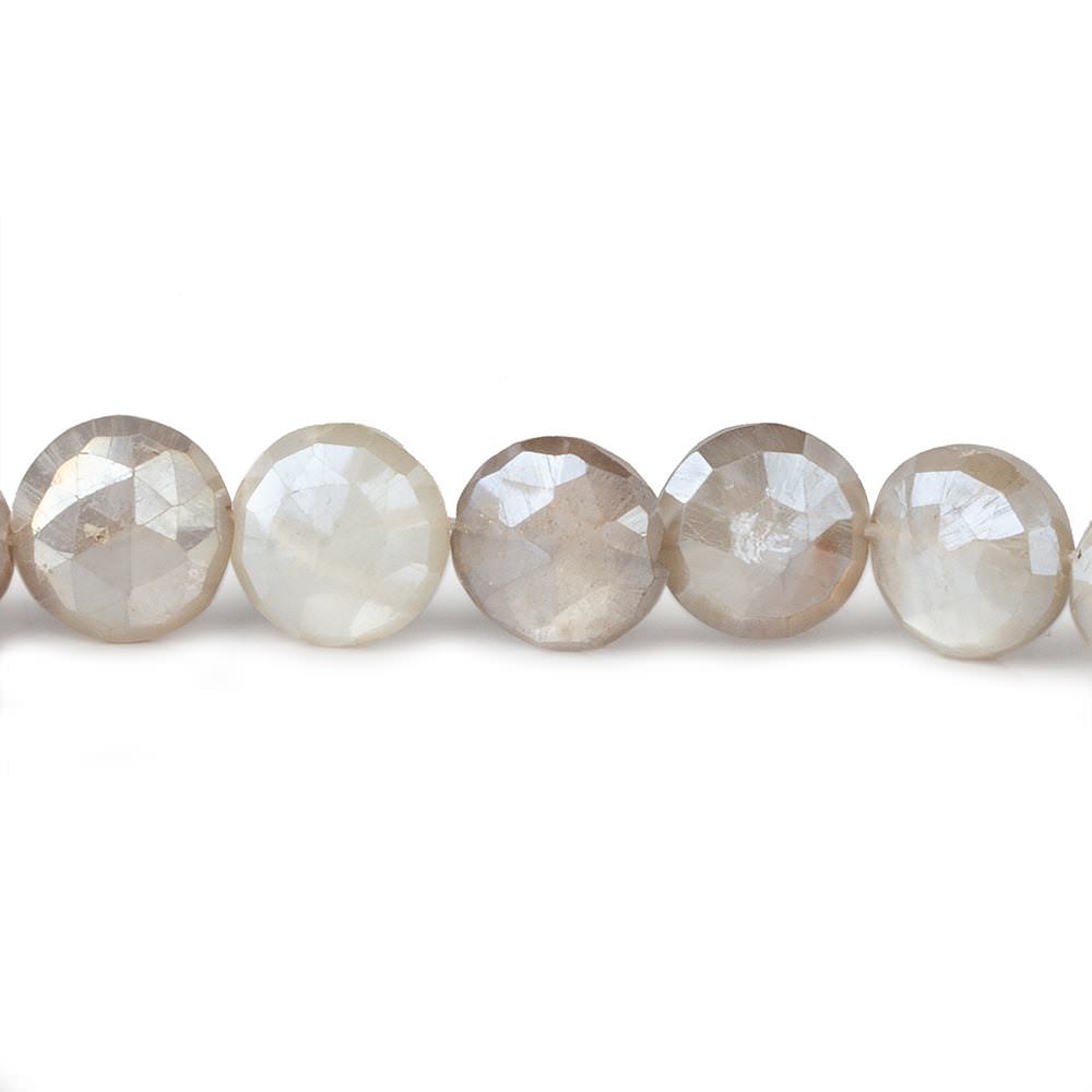 9-10mm Mystic Light Platinum Moonstone faceted coins 14 inch 31 beads (ONLINE ORDER ONLY)