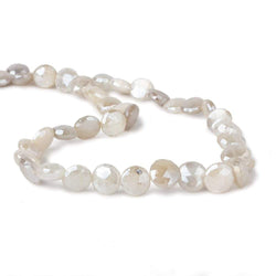 9-10mm Mystic Light White Moonstone faceted coins 14 inch 35 beads (ONLINE ORDER ONLY)