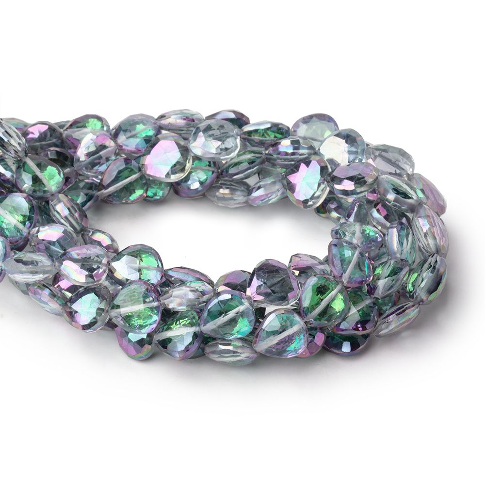 9-10mm Mystic White Topaz Straight Drill Faceted Hearts 9 inch 24 Beads (ONLINE ORDER ONLY)