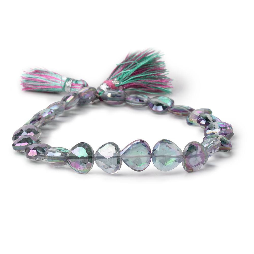 9-10mm Mystic White Topaz Straight Drill Faceted Hearts 9 inch 24 Beads (ONLINE ORDER ONLY)