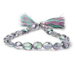 9-10mm Mystic White Topaz Straight Drill Faceted Ovals 9 inch 22 Beads (ONLINE ORDER ONLY)