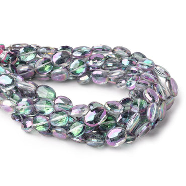 9-10mm Mystic White Topaz Straight Drill Faceted Ovals 9 inch 22 Beads (ONLINE ORDER ONLY)