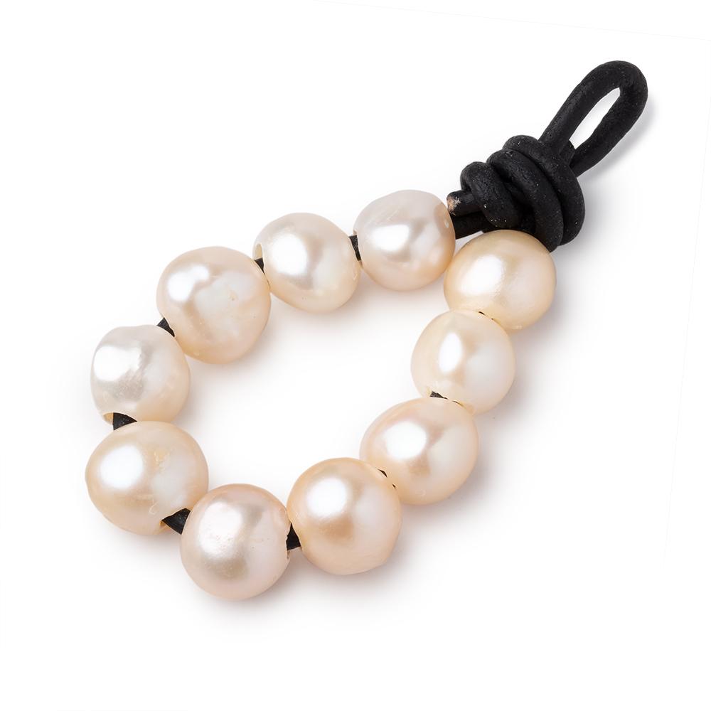 9-10mm Pale Peach Large Hole Baroque Pearls Set of 10 (ONLINE ORDER ONLY)