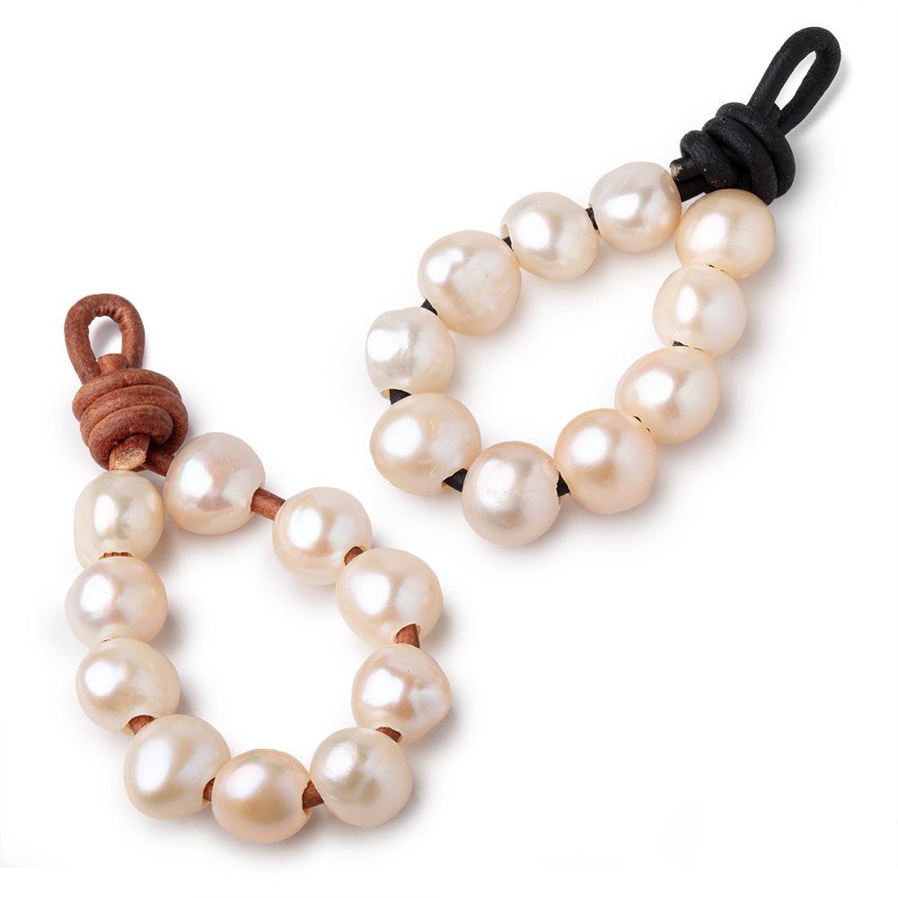 9-10mm Pale Peach Large Hole Baroque Pearls Set of 10 (ONLINE ORDER ONLY)