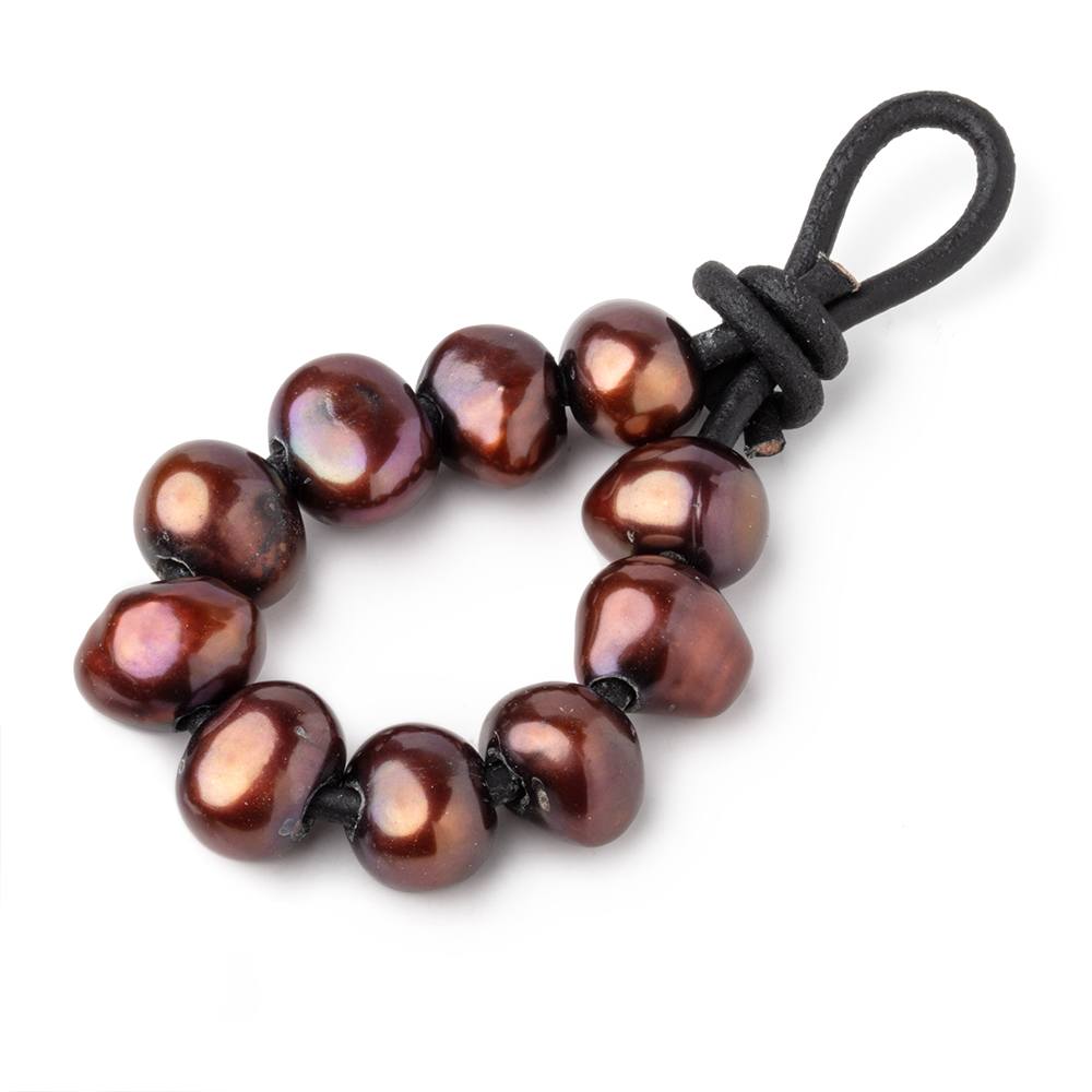 9-10mm Pecan Brown Large Hole Baroque Pearls Set of 10 (ONLINE ORDER ONLY)