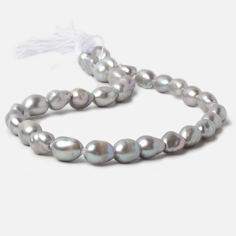 9-10mm Rose' Silver Baroque large hole Freshwater Pearls 16 inch 33 pieces (ONLINE ORDER ONLY)