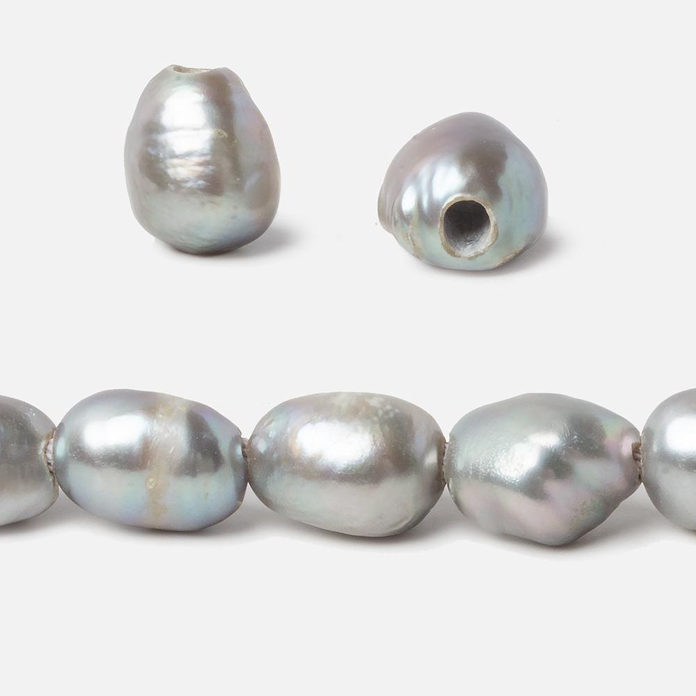 9-10mm Rose' Silver Baroque large hole Freshwater Pearls 16 inch 33 pieces (ONLINE ORDER ONLY)