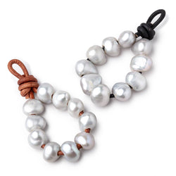 9-10mm Steel Silver Large Hole Baroque Pearls Set of 10 (ONLINE ORDER ONLY)