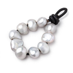 9-10mm Steel Silver Large Hole Baroque Pearls Set of 10 (ONLINE ORDER ONLY)