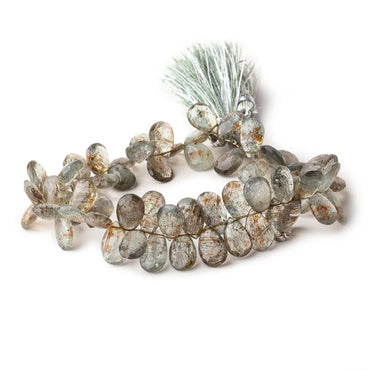 9-10mm Tourmalinated Moss Aquamarine Faceted Pear Beads 8 inch 67 pieces (ONLINE ORDER ONLY)