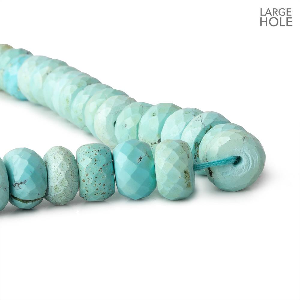 9-10mm Turquoise large hole faceted rondelle beads 16 inch 71 beads (ONLINE ORDER ONLY)