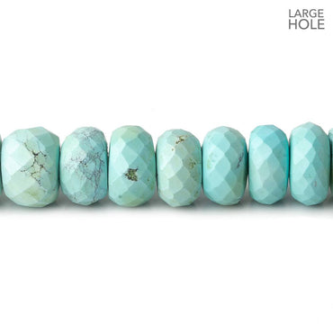 9-10mm Turquoise large hole faceted rondelle beads 16 inch 71 beads (ONLINE ORDER ONLY)
