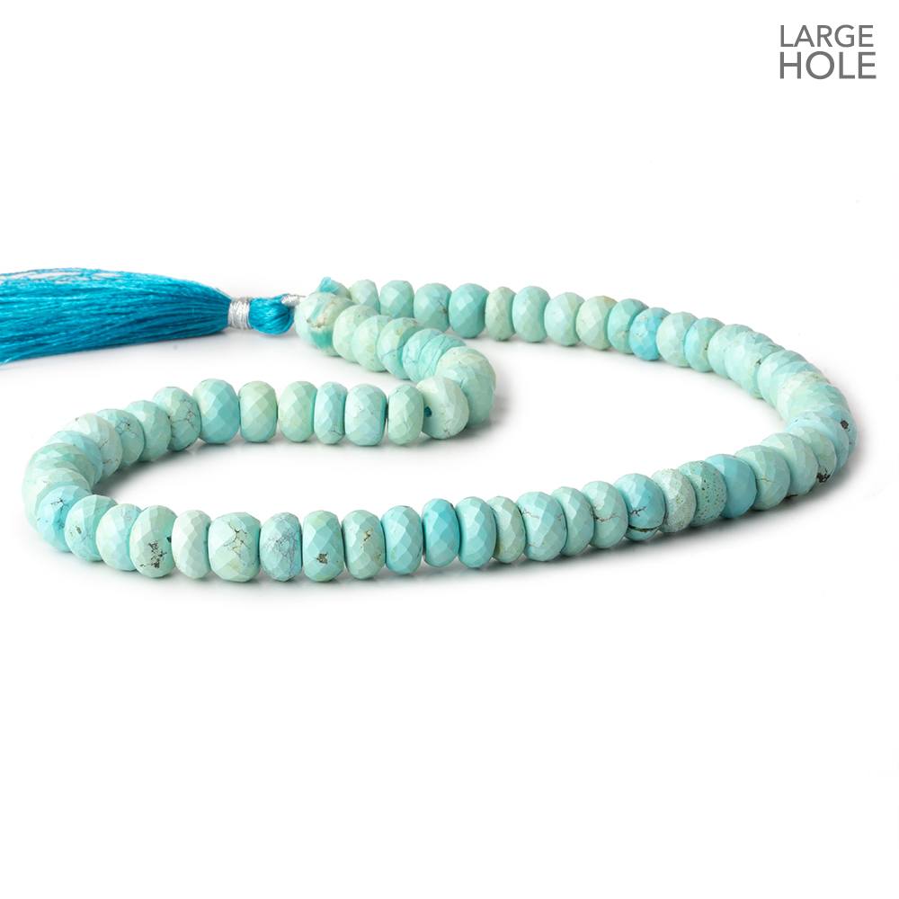 9-10mm Turquoise large hole faceted rondelle beads 16 inch 71 beads (ONLINE ORDER ONLY)